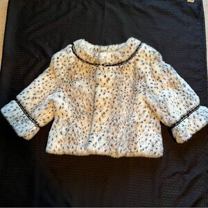 TERRY LEWIS Cropped Leopard Faux Fur Coat Size Large Very Soft Cozy and …